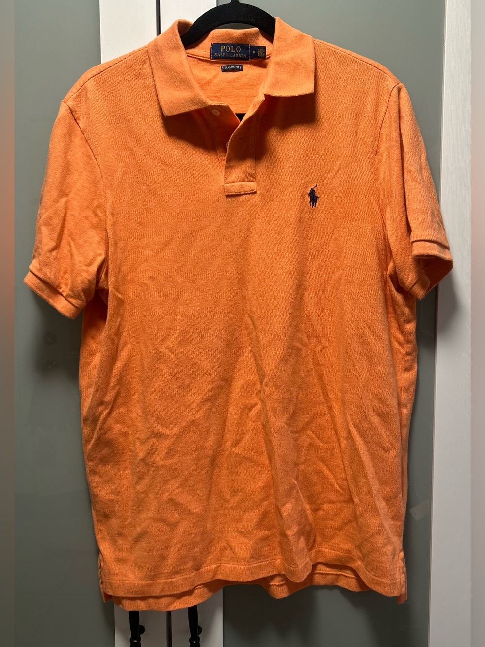 Men's Orange Polo Ralph Lauren Short Sleeve Polo Shirt Cotton Pony Logo Size M